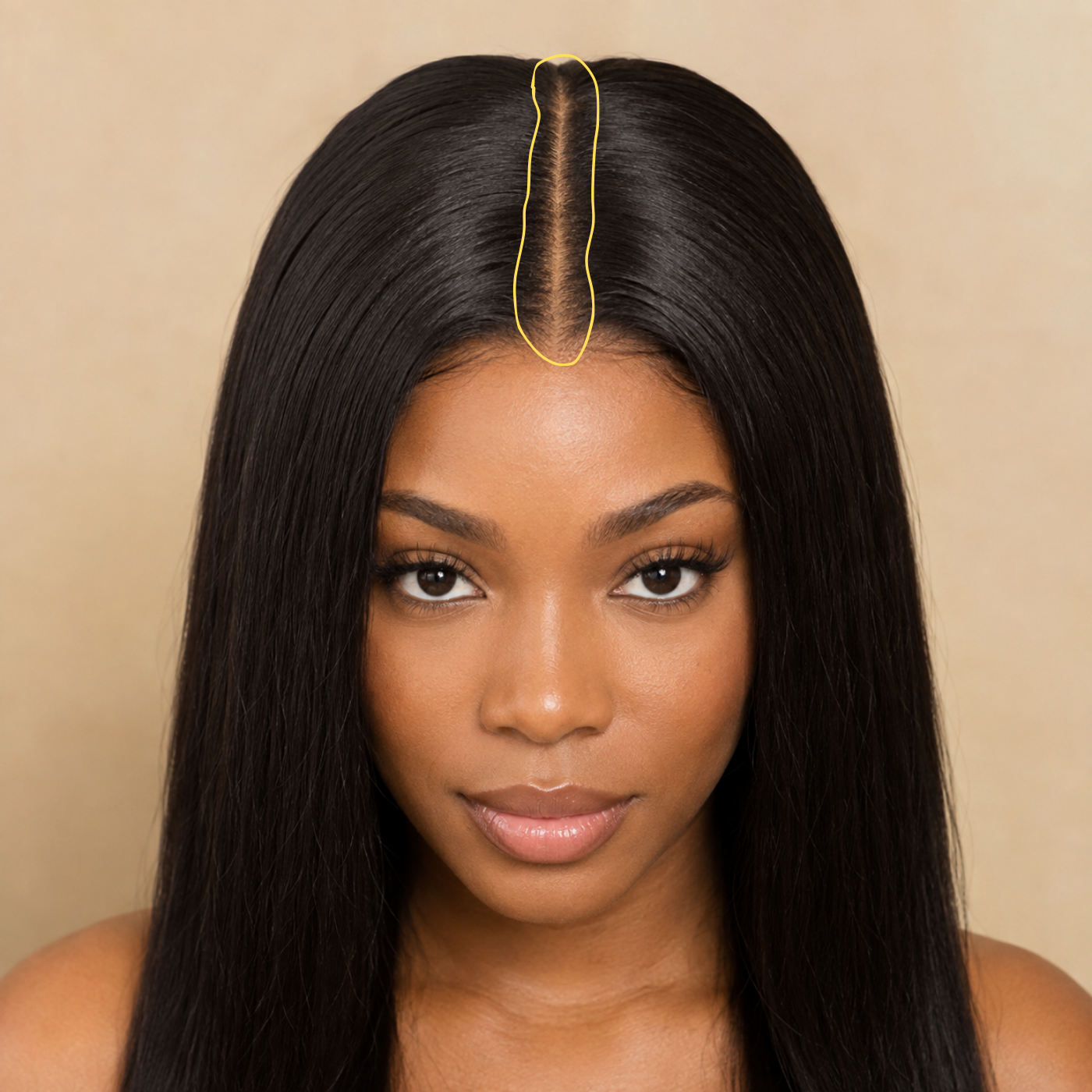 Wig with middle parting