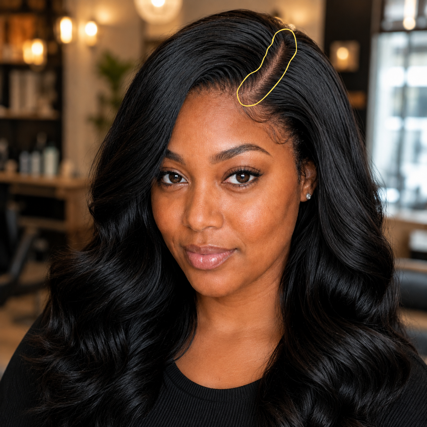 Wig with left side parting
