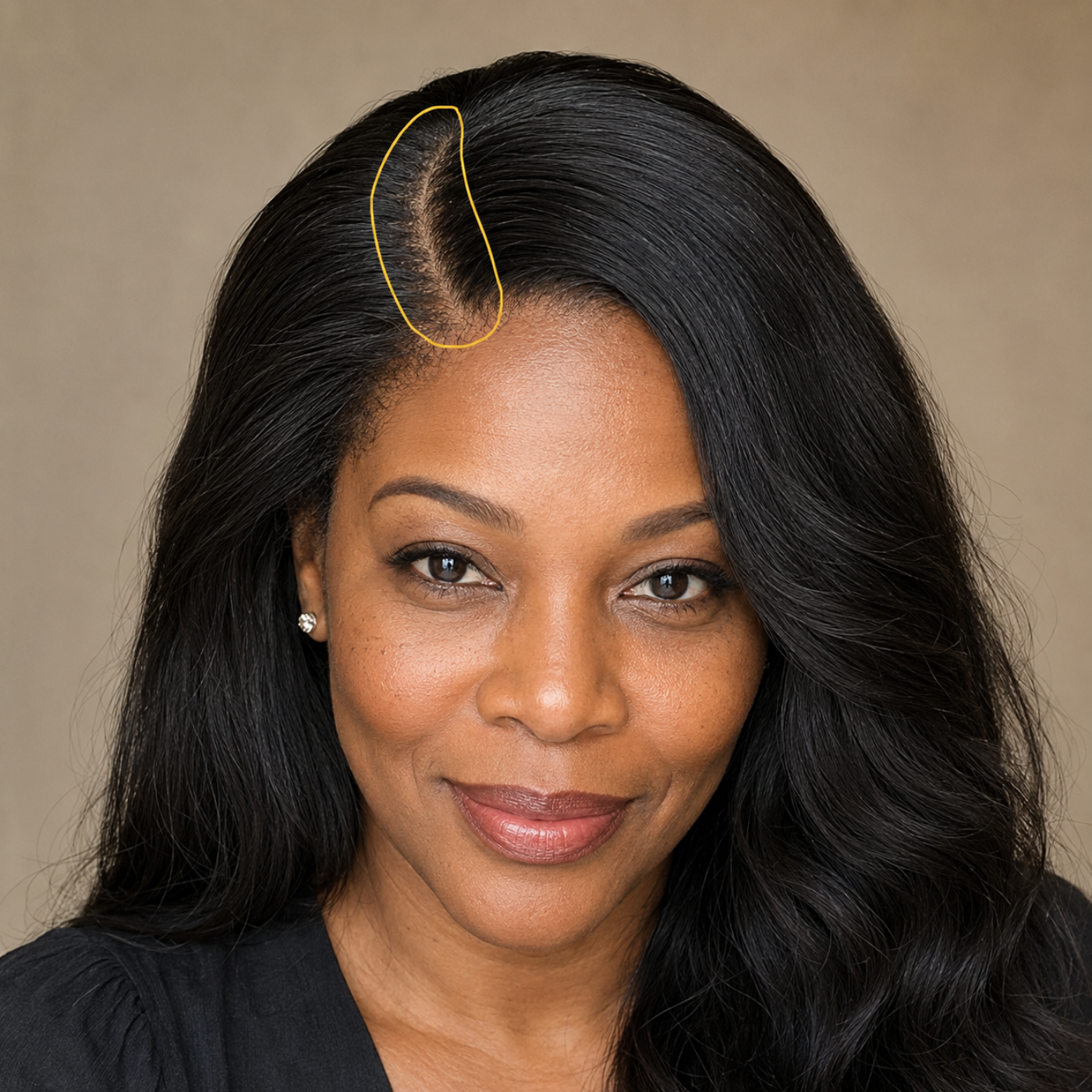 Wig with right side parting